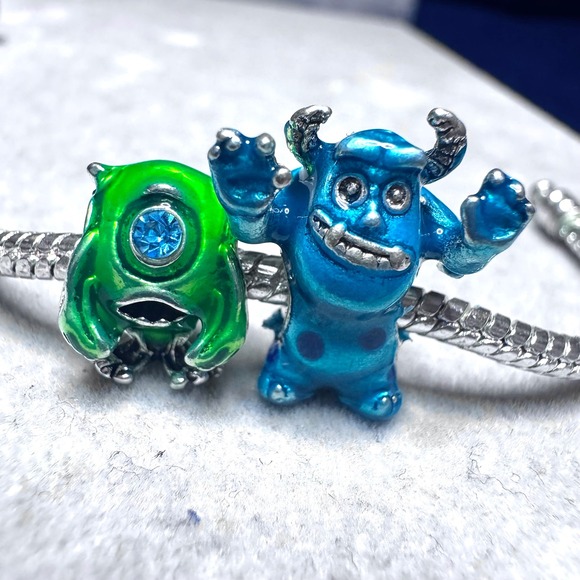 Monsters Inc Mike Wazowski Sulley Charm Bracelet Bead Charm fits PANDORA - Picture 8 of 13